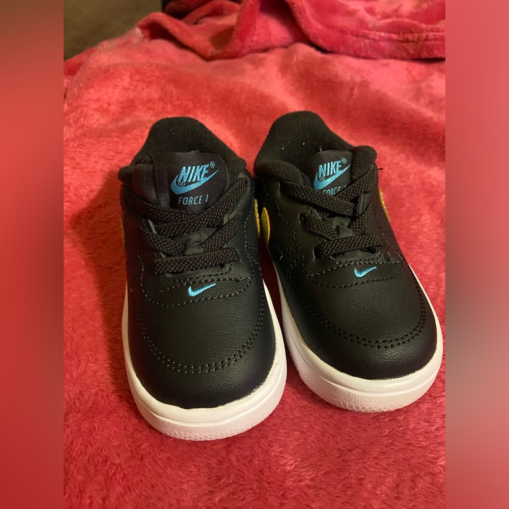 Nike Black and Blue Sneakers with Mesh Upper